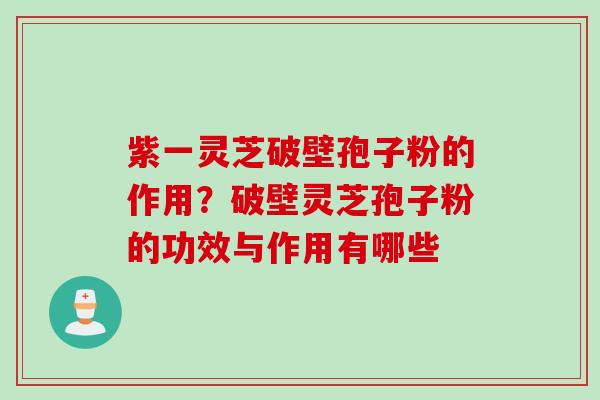 紫一灵芝破壁孢子粉的作用？破壁灵芝孢子粉的功效与作用有哪些