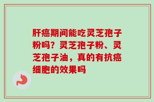 肝癌期间能吃灵芝孢子粉吗？灵芝孢子粉、灵芝孢子油，真的有抗癌细胞的效果吗