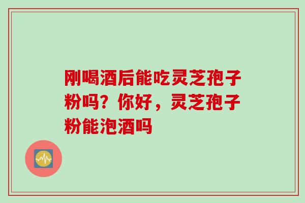 刚喝酒后能吃灵芝孢子粉吗?你好,灵芝孢子粉能泡酒吗 刚喝酒后能吃灵芝孢子粉吗?你好,灵芝孢子粉能泡酒吗