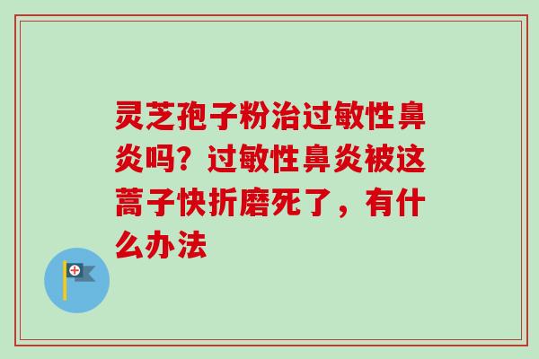 灵芝孢子粉治过敏性鼻炎吗？过敏性鼻炎被这蒿子快折磨死了，有什么办法