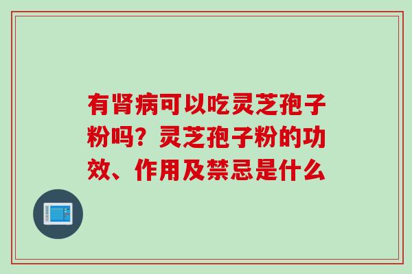 有肾病可以吃灵芝孢子粉吗？灵芝孢子粉的功效、作用及禁忌是什么
