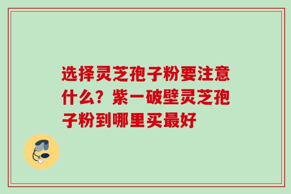 选择灵芝孢子粉要注意什么？紫一破壁灵芝孢子粉到哪里买最好