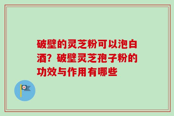 破壁的灵芝粉可以泡白酒？破壁灵芝孢子粉的功效与作用有哪些