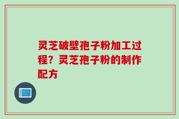 灵芝破壁孢子粉加工过程？灵芝孢子粉的制作配方