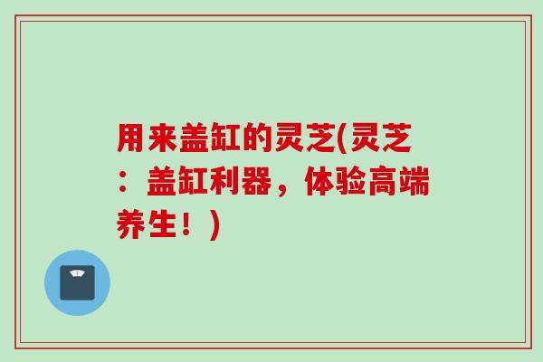 用来盖缸的灵芝(灵芝：盖缸利器，体验高端养生！)