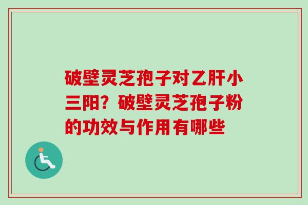 破壁灵芝孢子对乙肝小三阳？破壁灵芝孢子粉的功效与作用有哪些