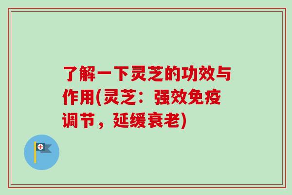 了解一下灵芝的功效与作用(灵芝：强效免疫调节，延缓衰老)