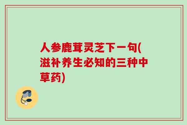 人参鹿茸灵芝下一句(滋补养生必知的三种中草药)