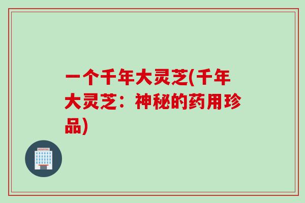 一个千年大灵芝(千年大灵芝：神秘的药用珍品)