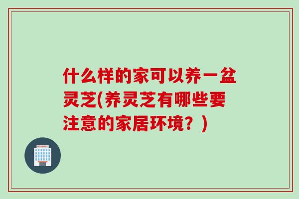 什么样的家可以养一盆灵芝(养灵芝有哪些要注意的家居环境？)