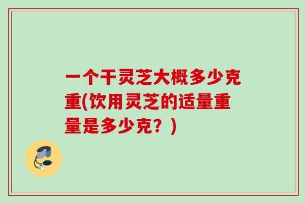 一个干灵芝大概多少克重(饮用灵芝的适量重量是多少克？)