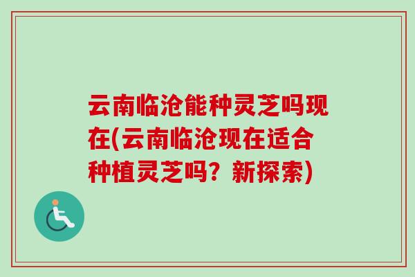 云南临沧能种灵芝吗现在(云南临沧现在适合种植灵芝吗？新探索)
