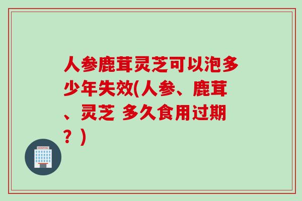 人参鹿茸灵芝可以泡多少年失效(人参、鹿茸、灵芝 多久食用过期？)