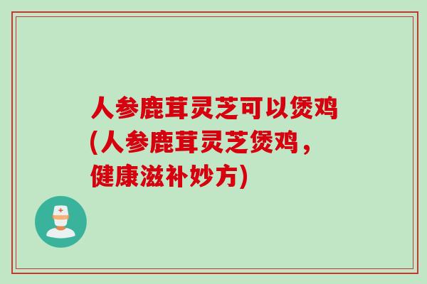 人参鹿茸灵芝可以煲鸡(人参鹿茸灵芝煲鸡，健康滋补妙方)