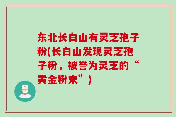 东北长白山有灵芝孢子粉(长白山发现灵芝孢子粉，被誉为灵芝的“黄金粉末”)