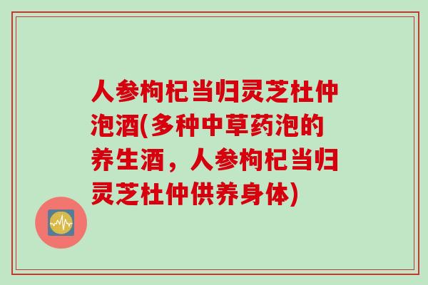 人参枸杞当归灵芝杜仲泡酒(多种中草药泡的养生酒，人参枸杞当归灵芝杜仲供养身体)