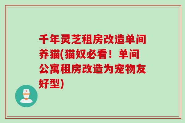 千年灵芝租房改造单间养猫(猫奴必看！单间公寓租房改造为宠物友好型)