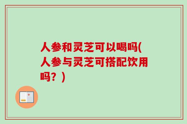 人参和灵芝可以喝吗(人参与灵芝可搭配饮用吗？)