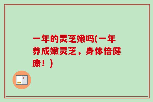 一年的灵芝嫩吗(一年养成嫩灵芝，身体倍健康！)