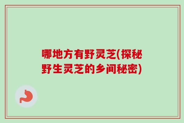 哪地方有野灵芝(探秘野生灵芝的乡间秘密)