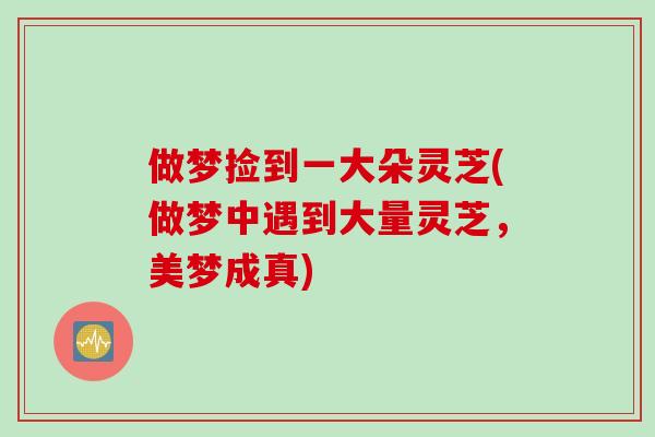 做梦捡到一大朵灵芝(做梦中遇到大量灵芝，美梦成真)