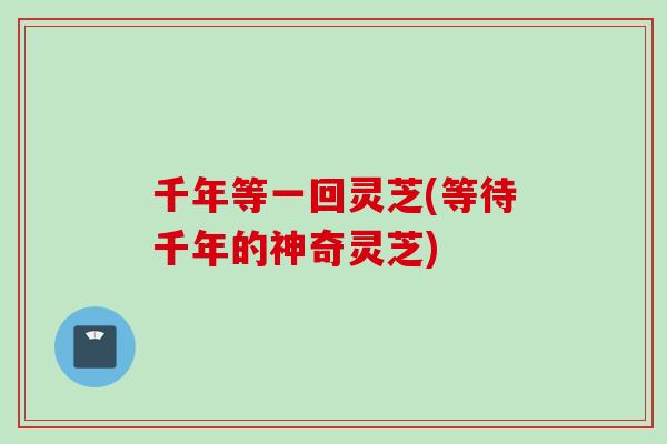 千年等一回灵芝(等待千年的神奇灵芝)