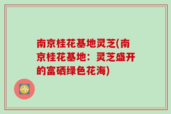 南京桂花基地灵芝(南京桂花基地：灵芝盛开的富硒绿色花海)