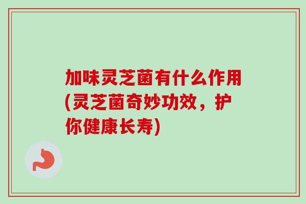 加味灵芝菌有什么作用(灵芝菌奇妙功效，护你健康长寿)