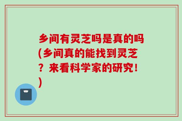 乡间有灵芝吗是真的吗(乡间真的能找到灵芝?来看科学家的研究!) 乡间有灵芝吗是真的吗(乡间真的能找到灵芝?来看科学家的研究!)