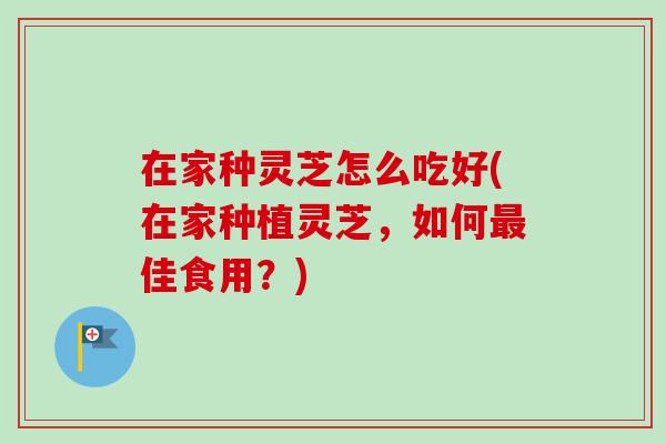 在家种灵芝怎么吃好(在家种植灵芝,如何佳食用?) 在家种灵芝怎么吃好(在家种植灵芝,如何佳食用?)