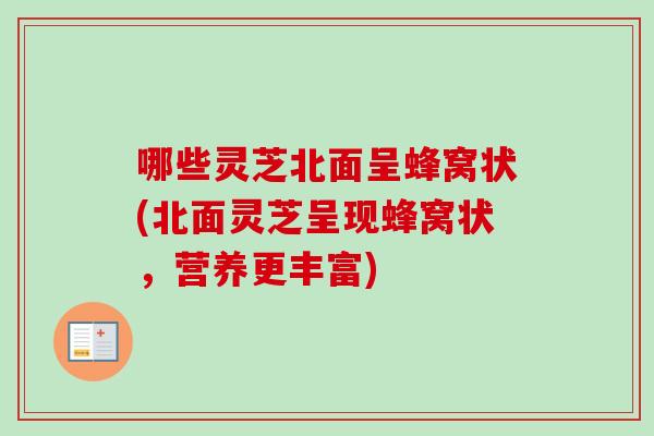 哪些灵芝北面呈蜂窝状(北面灵芝呈现蜂窝状，营养更丰富)
