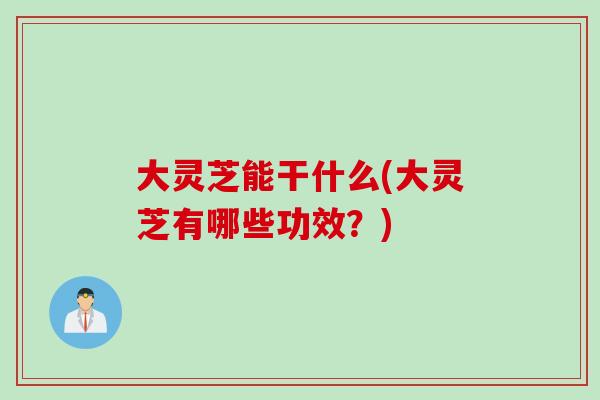 大灵芝能干什么(大灵芝有哪些功效？)