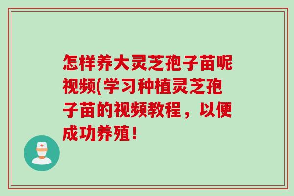 怎样养大灵芝孢子苗呢视频(学习种植灵芝孢子苗的视频教程，以便成功养殖！