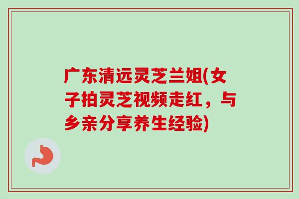 广东清远灵芝兰姐(女子拍灵芝视频走红，与乡亲分享养生经验)