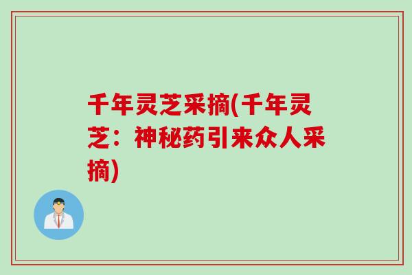 千年灵芝采摘(千年灵芝：神秘药引来众人采摘)