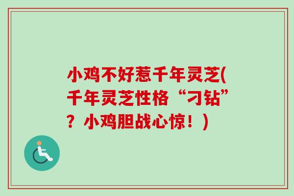 小鸡不好惹千年灵芝(千年灵芝性格“刁钻”？小鸡胆战心惊！)