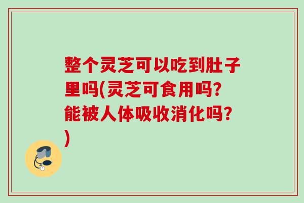 整个灵芝可以吃到肚子里吗(灵芝可食用吗？能被人体吸收消化吗？)