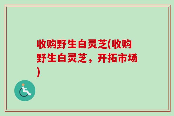 收购野生白灵芝(收购野生白灵芝，开拓市场)