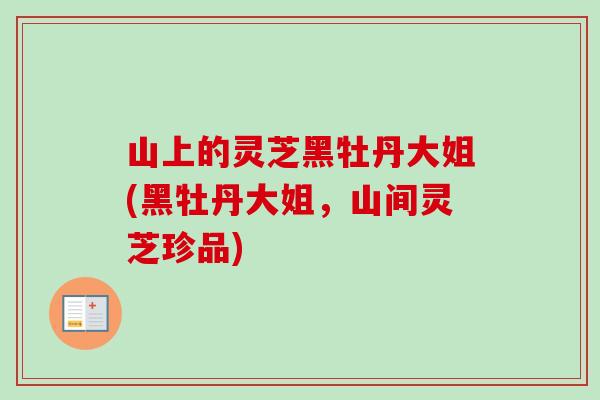山上的灵芝黑牡丹大姐(黑牡丹大姐，山间灵芝珍品)