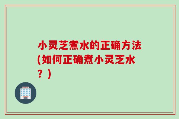 小灵芝煮水的正确方法(如何正确煮小灵芝水？)