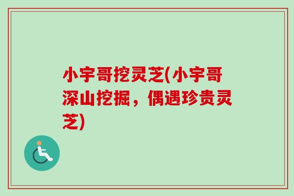 小宇哥挖灵芝(小宇哥深山挖掘，偶遇珍贵灵芝)