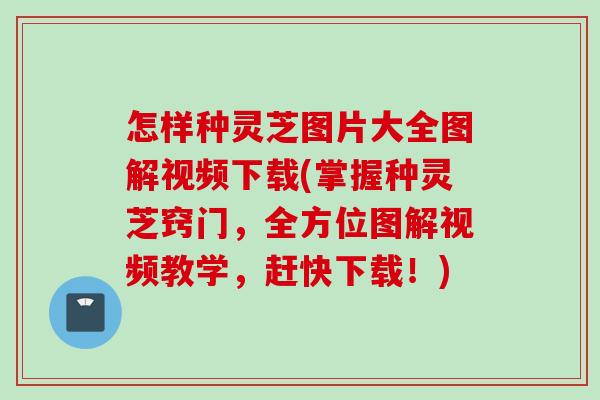 怎样种灵芝图片大全图解视频下载(掌握种灵芝窍门，全方位图解视频教学，赶快下载！)
