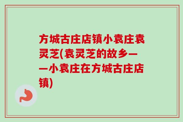 方城古庄店镇小袁庄袁灵芝(袁灵芝的故乡——小袁庄在方城古庄店镇)