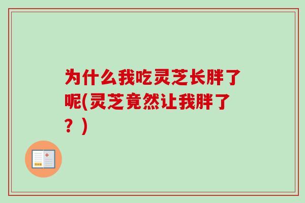 为什么我吃灵芝长胖了呢(灵芝竟然让我胖了？)