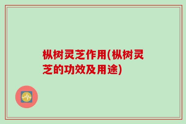 枞树灵芝作用(枞树灵芝的功效及用途)