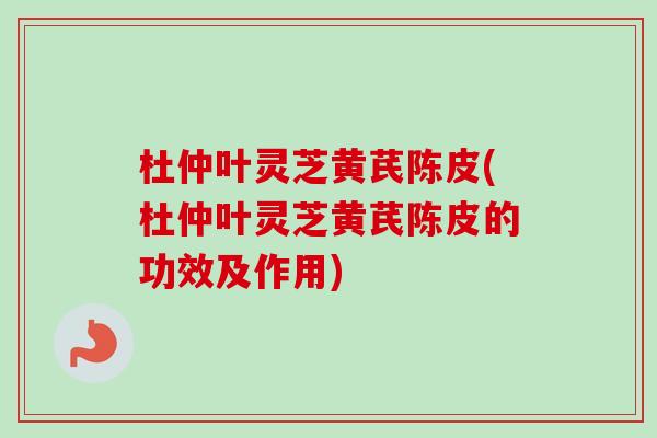 杜仲叶灵芝黄芪陈皮(杜仲叶灵芝黄芪陈皮的功效及作用)