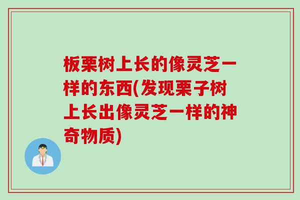 板栗树上长的像灵芝一样的东西(发现栗子树上长出像灵芝一样的神奇物质)