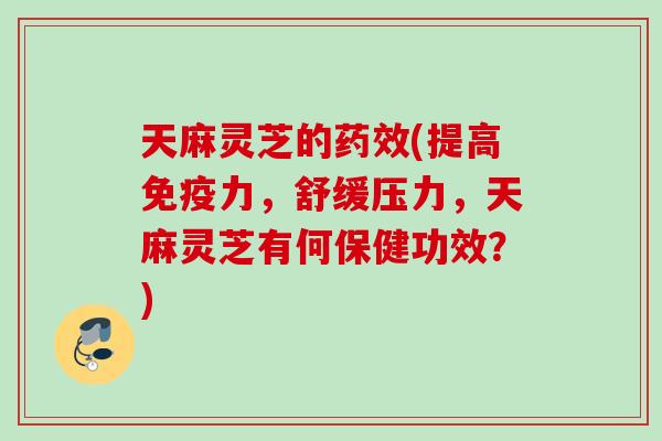 天麻灵芝的药效(提高免疫力，舒缓压力，天麻灵芝有何保健功效？)