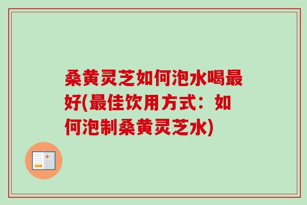 桑黄灵芝如何泡水喝最好(最佳饮用方式：如何泡制桑黄灵芝水)