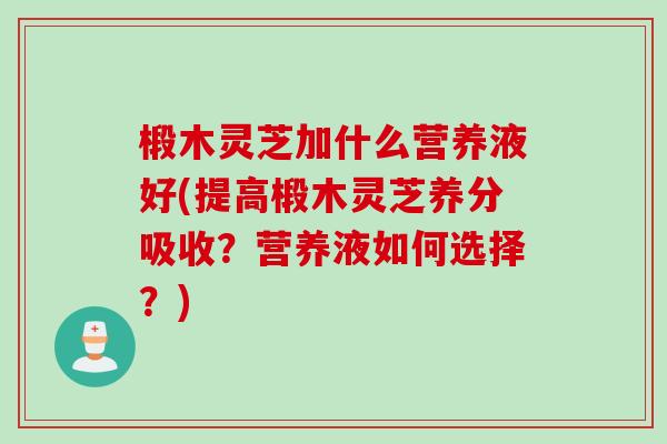 椴木灵芝加什么营养液好(提高椴木灵芝养分吸收？营养液如何选择？)